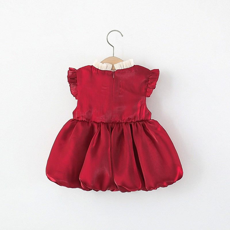Wine Red Satin Bubble Frock – TYM-TZO-019