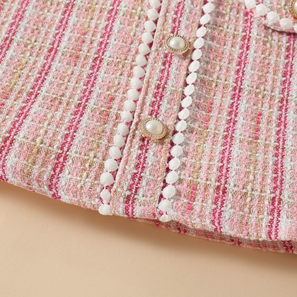 Pink Tweed-Look Puff Sleeve Frock – TYM-YWL-055