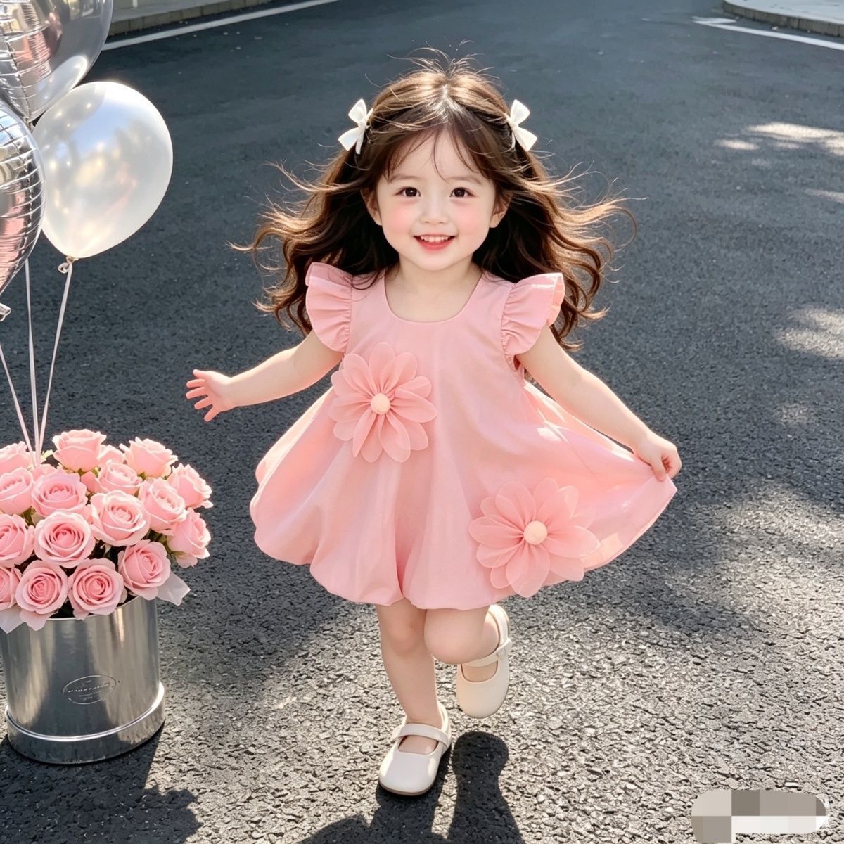 Pink Flower Bubble Frock – TYM-CXM-009