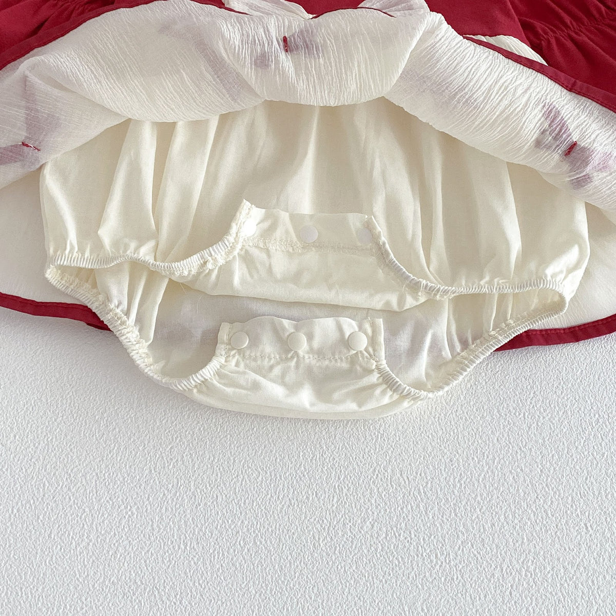 Red & Cream Bow Skirted Romper – TYM-FCN-005