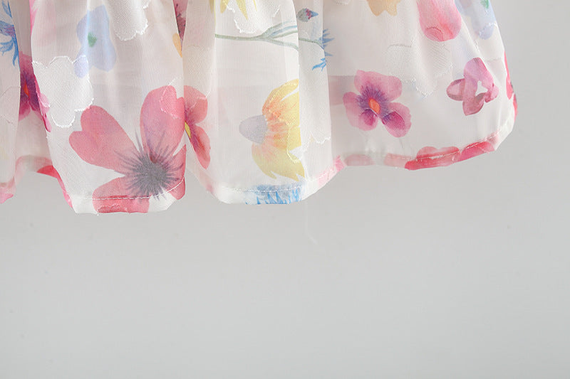 White Watercolour Floral Summer Frock – TYM-WZX-006