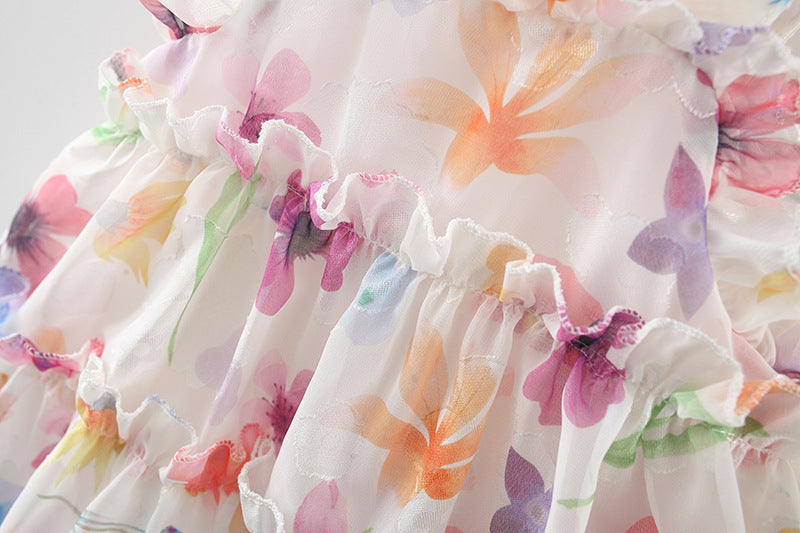 White Watercolour Floral Summer Frock – TYM-WZX-006