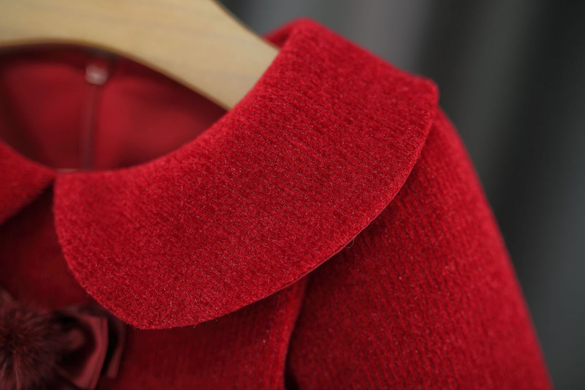 Red Rosette Long Sleeve Winter Frock – TYM-WZX-059