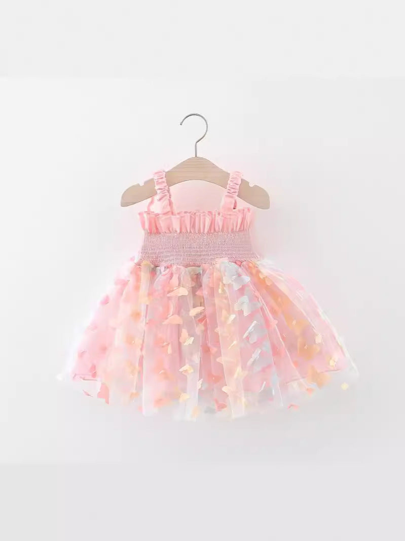Pink Butterfly Tulle Smocked Sundress – TYM-WZX-020