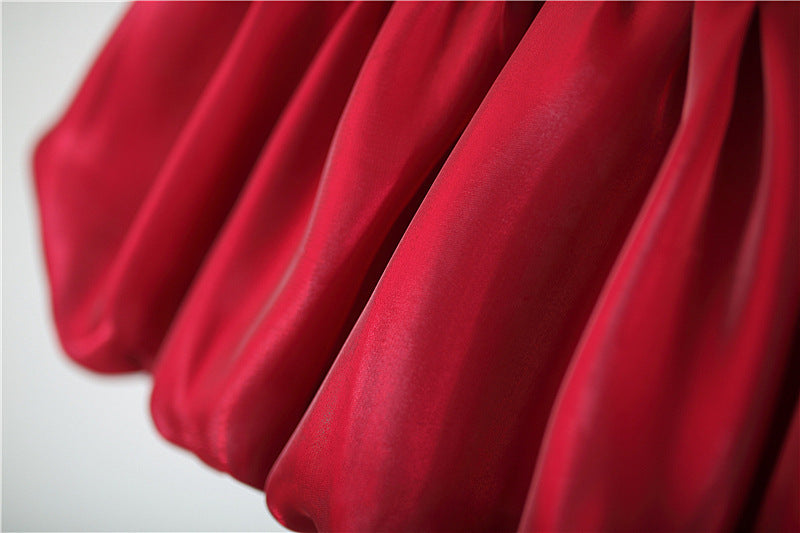 Wine Red Satin Bubble Frock – TYM-TZO-019