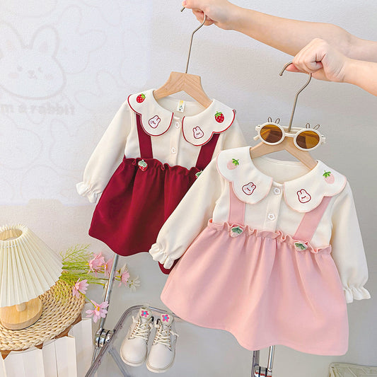 Wine Red Bunny Collar Suspender Frock – TYM-CXM-060
