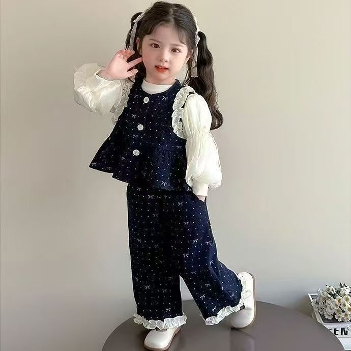 Navy Bow Print Vest & Pants Set – TYM-CXM-030