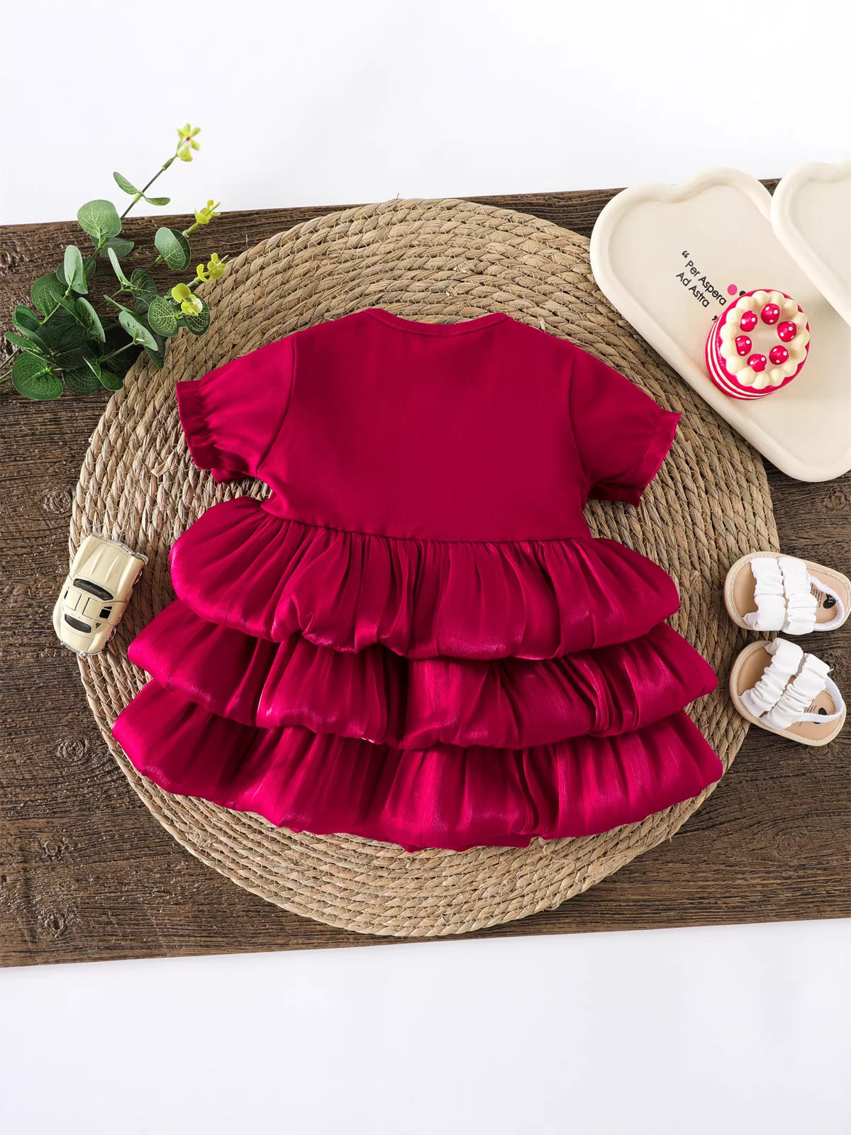 Cherry Red Ruffle Bow Frock – TYM-CXM-003