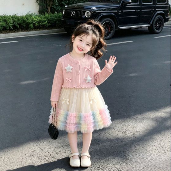 Pink Star Cardigan Rainbow Tulle Frock – TYM-CXM-047
