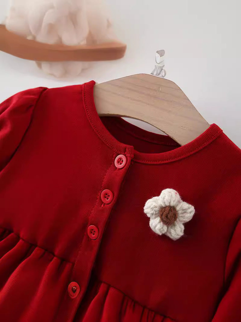 Red Strawberry Net Puff Sleeve Frock – TYM-WZX-013
