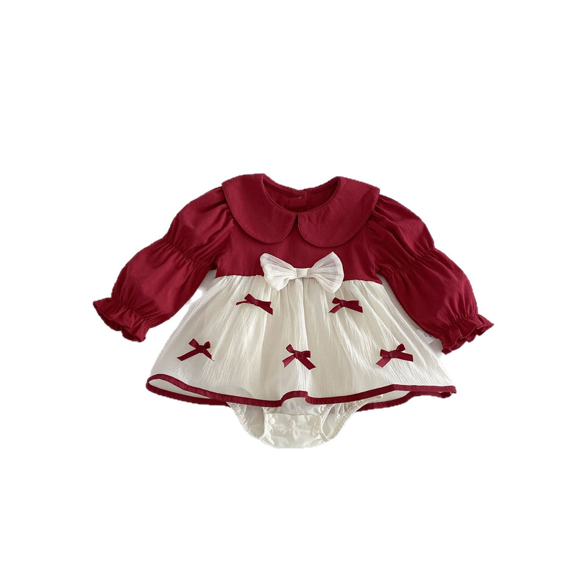 Red & Cream Bow Skirted Romper – TYM-FCN-005