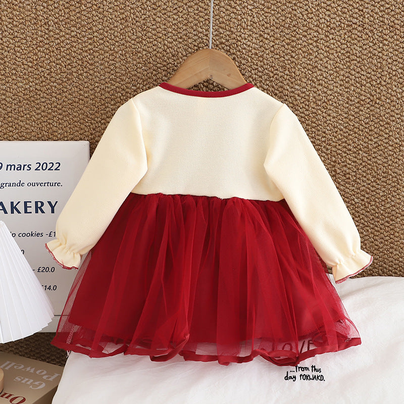 Red Ribbon Cardigan Tulle Frock – TYM-CXM-049