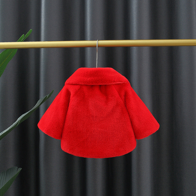 Red Plush Bow Cape Coat – TYM-WZX-051