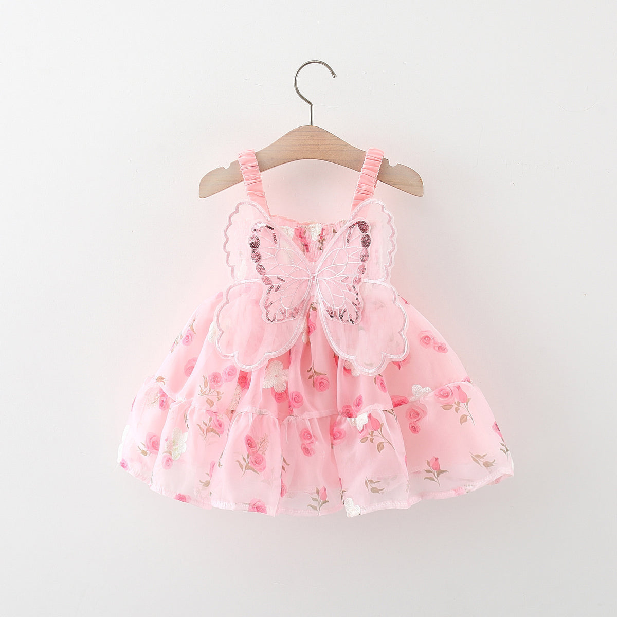 Pink Rose Print Smocked Sundress – TYM-WZX-015