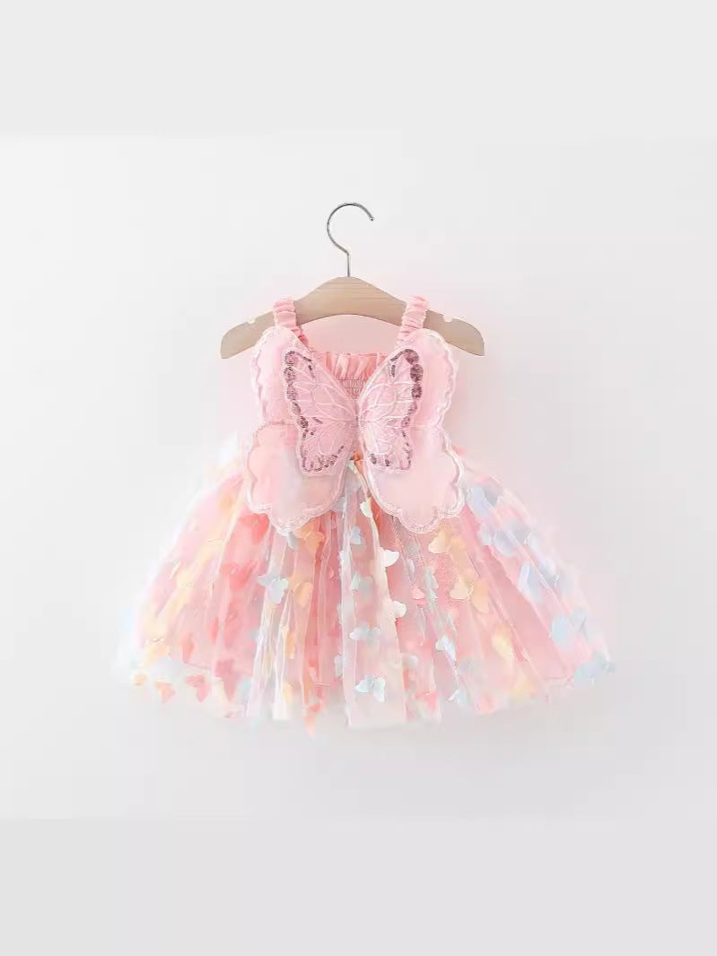 Pink Butterfly Tulle Smocked Sundress – TYM-WZX-020