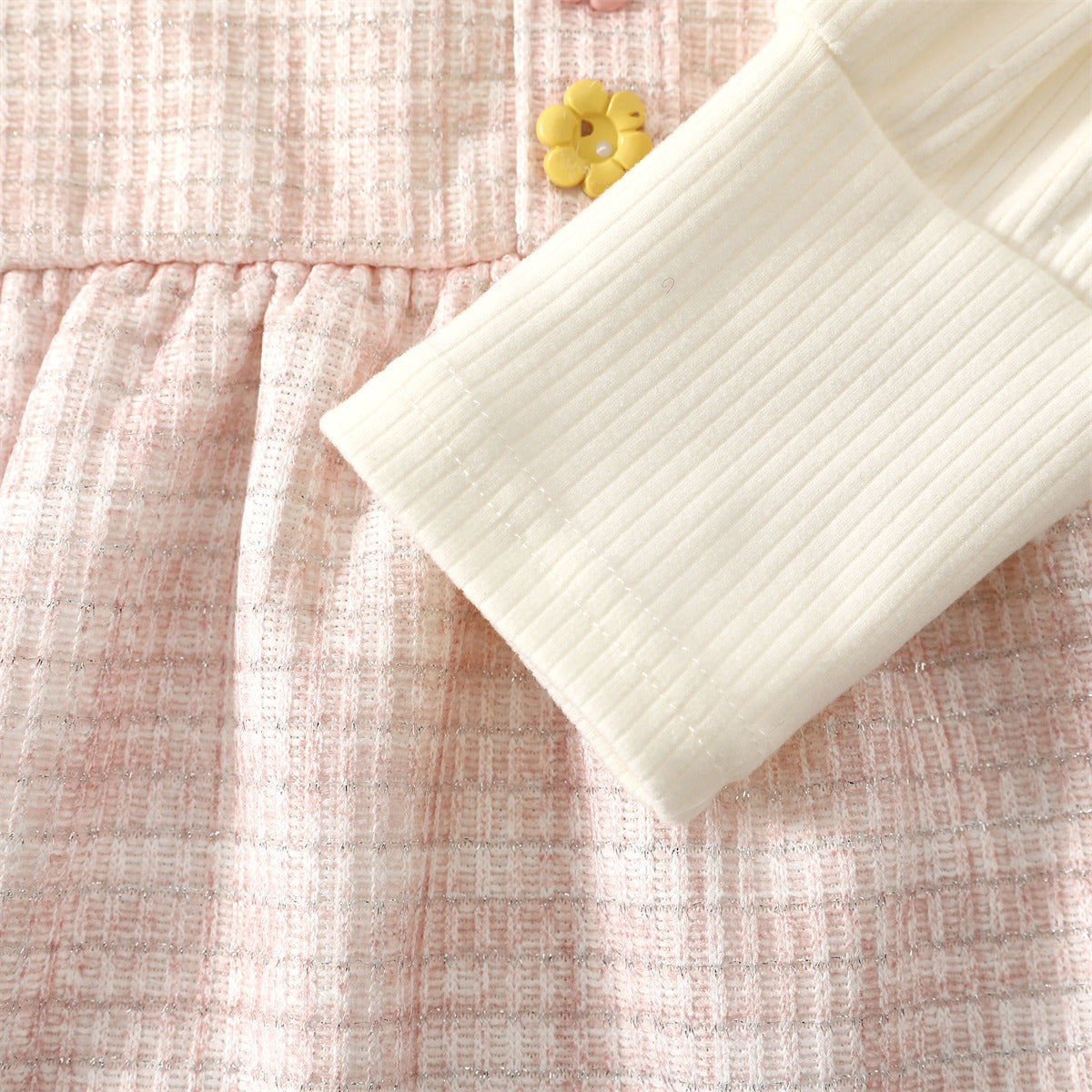 Light Pink Tweed Ruffle Pinafore Frock – TYM-WZX-070