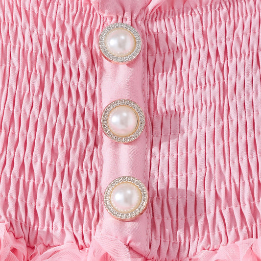 Pink Smocked Rosette Sundress – TYM-SZL-015