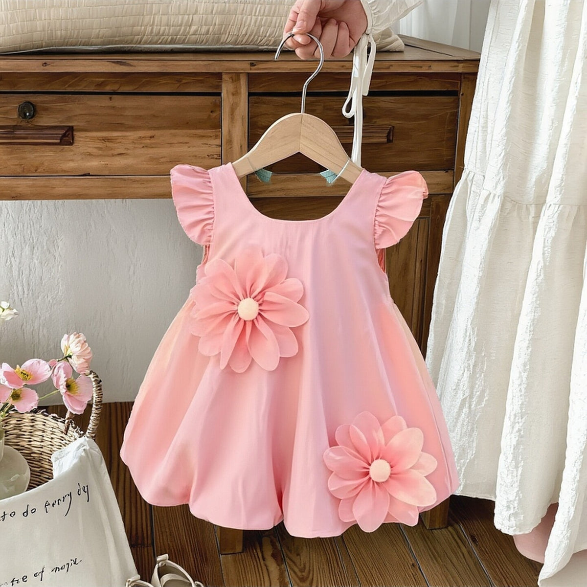 Pink Flower Bubble Frock – TYM-CXM-009