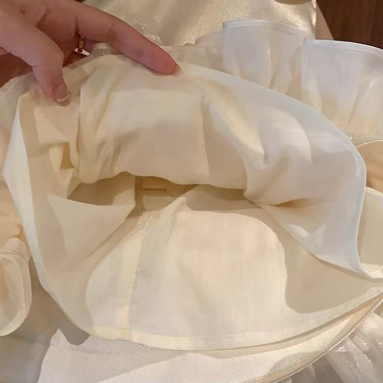 Ivory Satin Flower Collar Frock – TYM-CXM-008