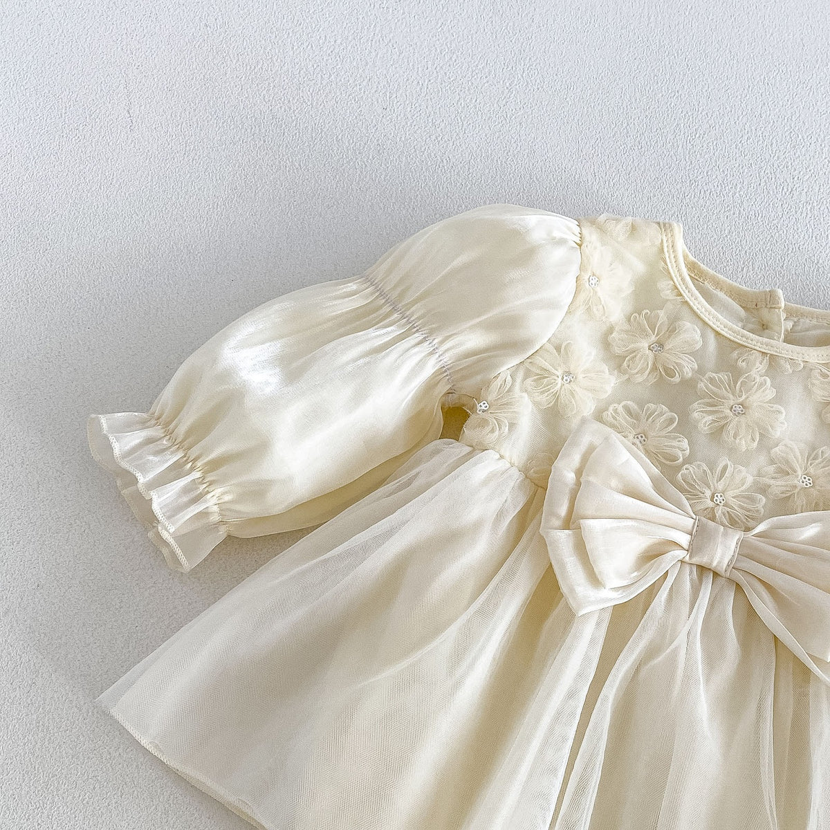 Apricot 3D Flower Bow Skirted Romper – TYM-FCN-012