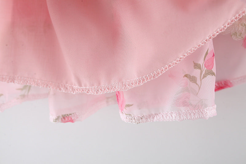 Pink Rose Print Smocked Sundress – TYM-WZX-015