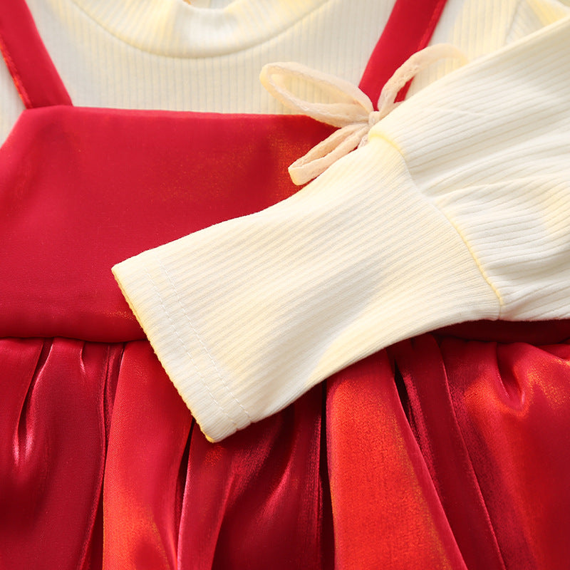 Red Satin Tiered Bubble Frock – TYM-CXM-078