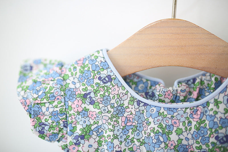 Blue Ditsy Floral Flutter Sleeve Frock – TYM-WZX-004