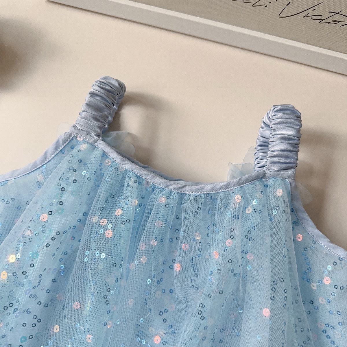 Sky Blue Sequin Tulle Ruffle Hem Sundress – TYM-YWL-036