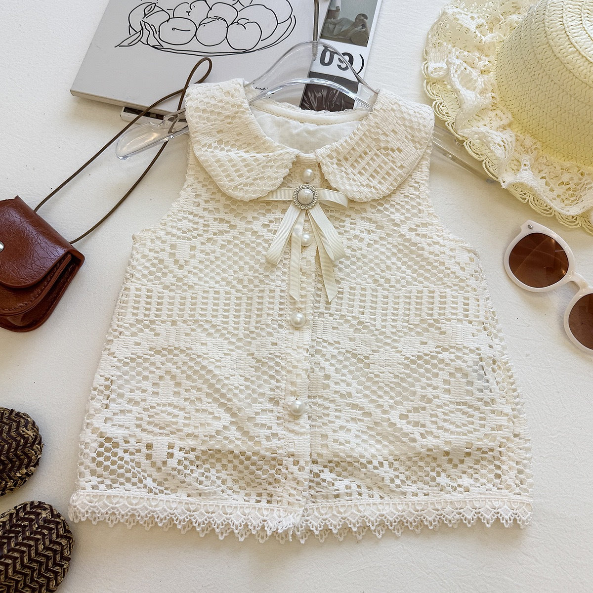 Cream Crochet Lace Top and Wide-Leg Pants Set – TYM-YWL-047