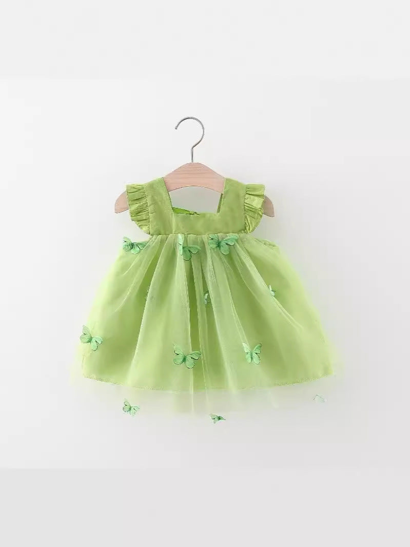 Lime Green Butterfly Net Flutter Frock – TYM-WZX-024