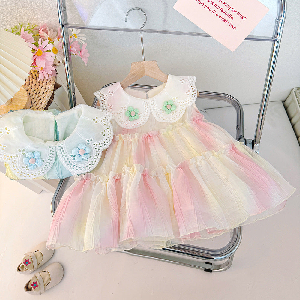 Pink Ombré Eyelet Collar Frock – TYM-CXM-021