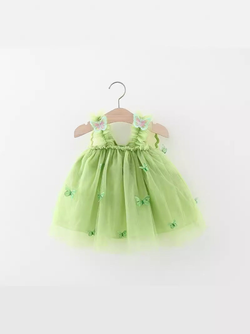 Lime Green Butterfly Strap Tulle Frock – TYM-WZX-044