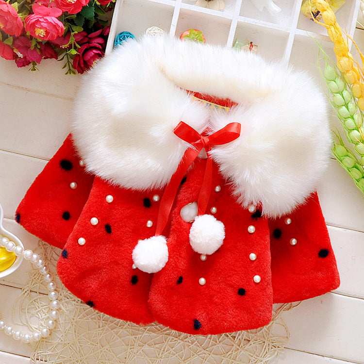 Red Fluffy Pearl Cape Jacket – TYM-WZX-049