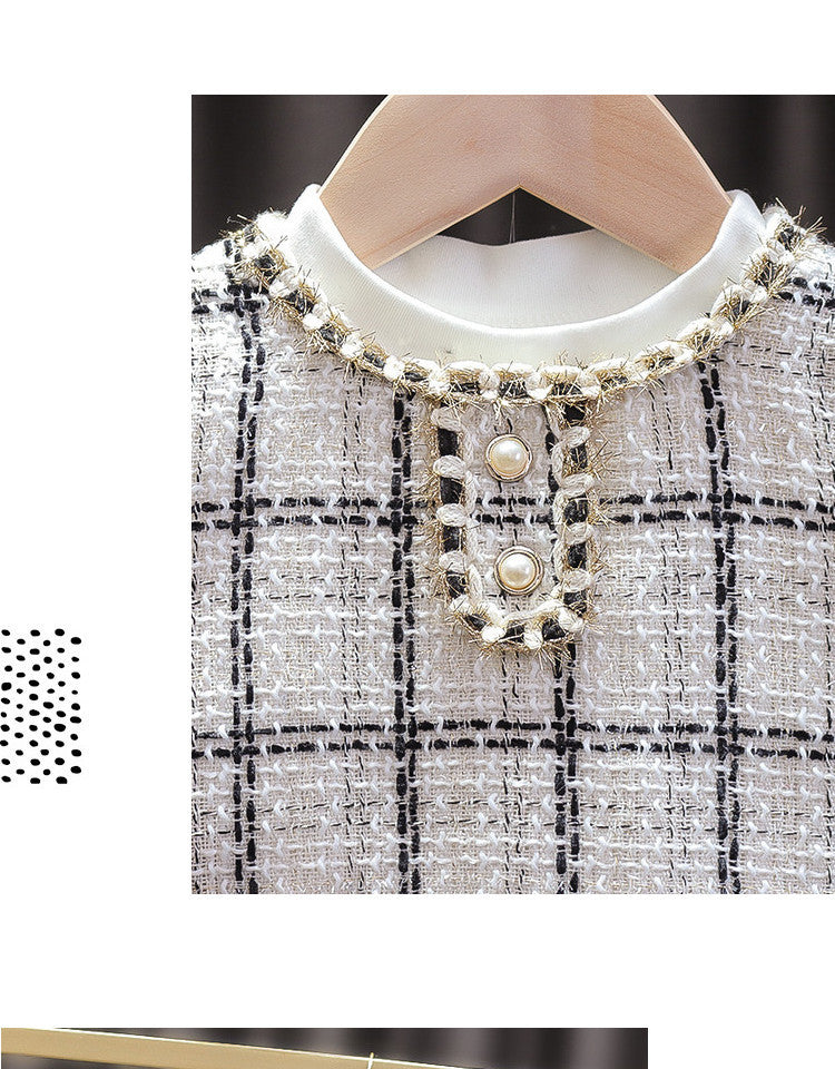 Ivory Tweed Pearl Trim Pinafore Frock – TYM-CXM-075