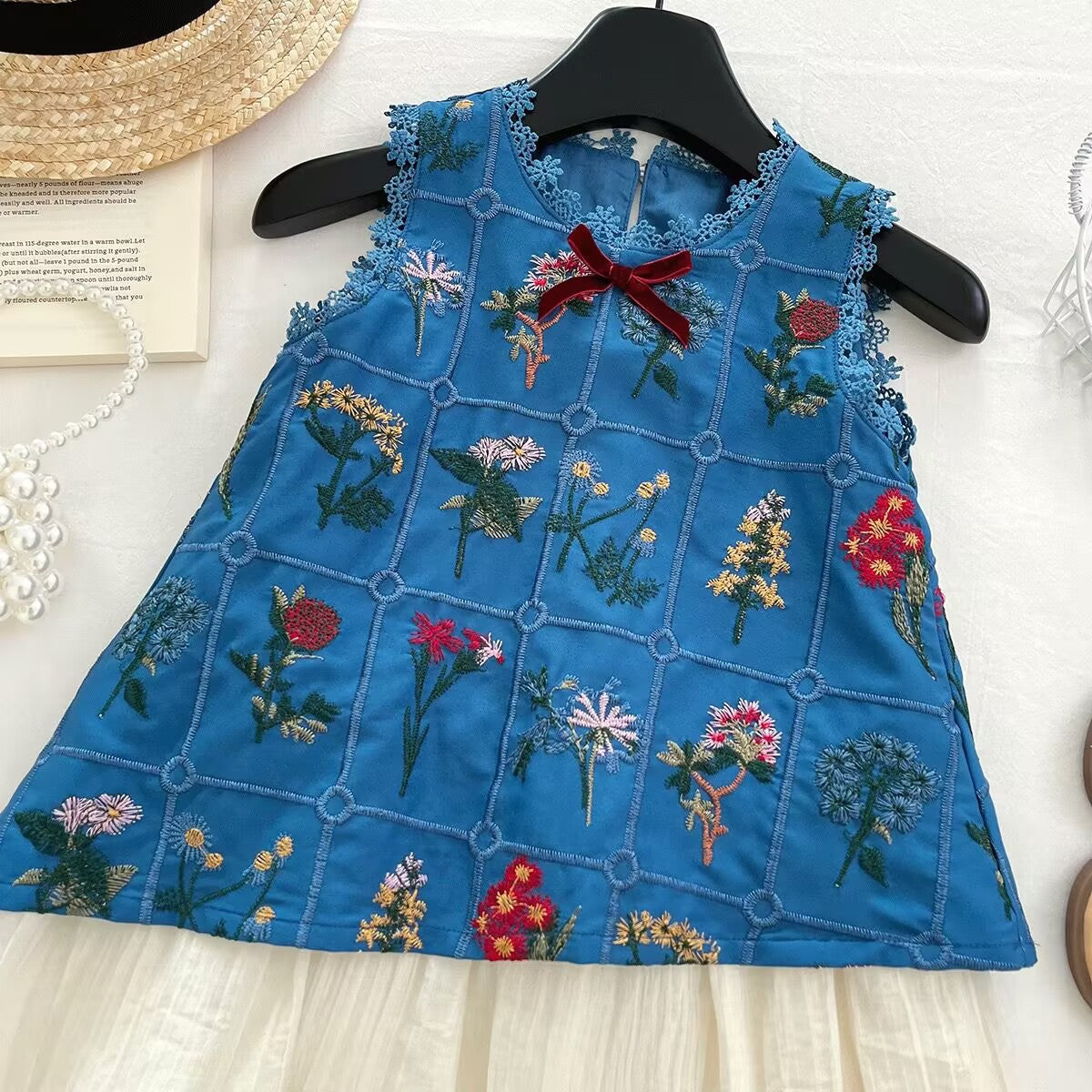 Blue Botanical Embroidered Layered Frock – TYM-YWL-039