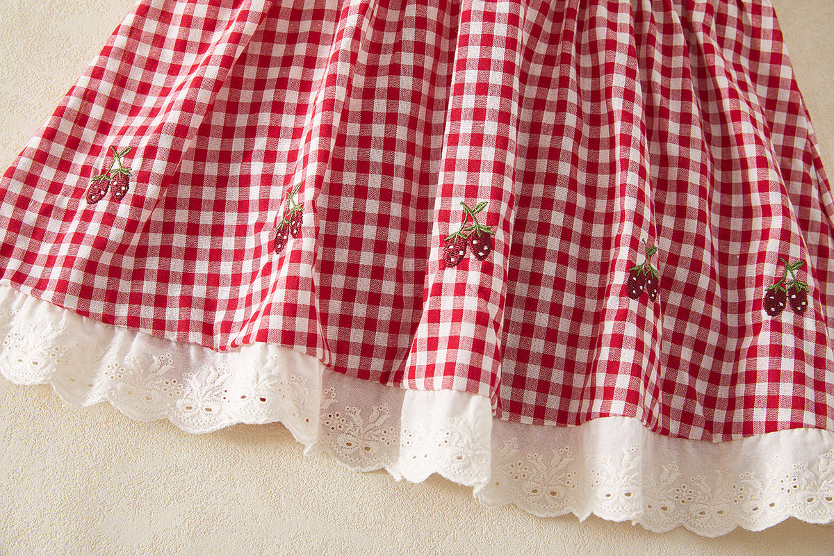Red Gingham Strawberry Collar Frock – TYM-WZX-026