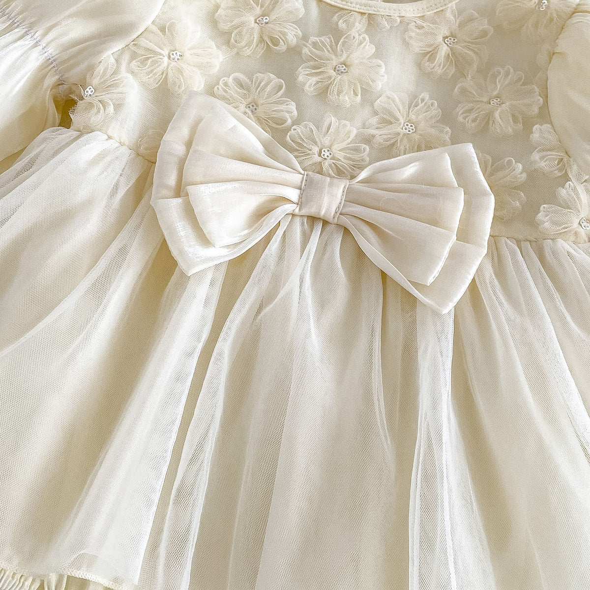 Apricot 3D Flower Bow Skirted Romper – TYM-FCN-012