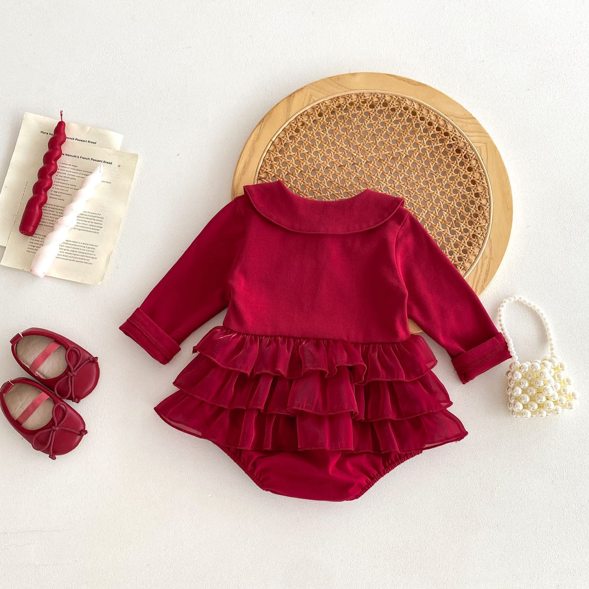 Red Peter Pan Collar Ruffle Romper – TYM-FCN-009