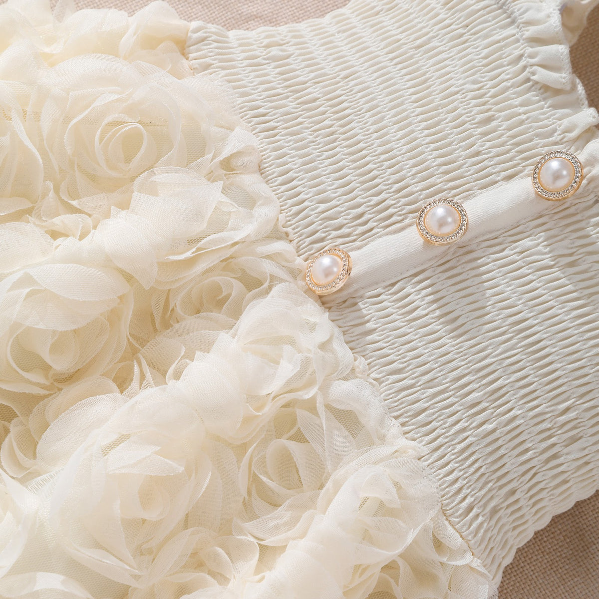Ivory Smocked Rosette Sundress – TYM-SZL-014