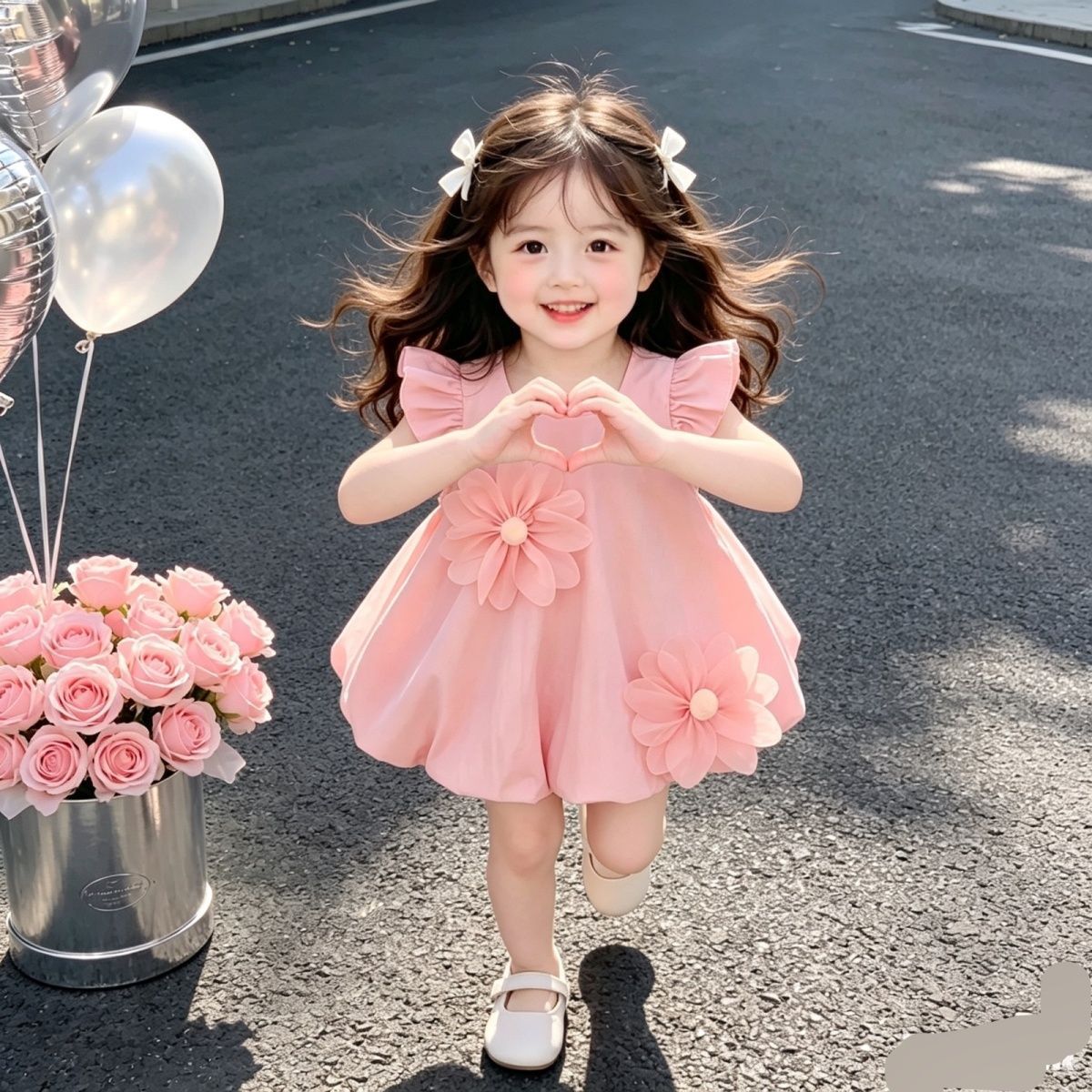 Pink Flower Bubble Frock – TYM-CXM-009