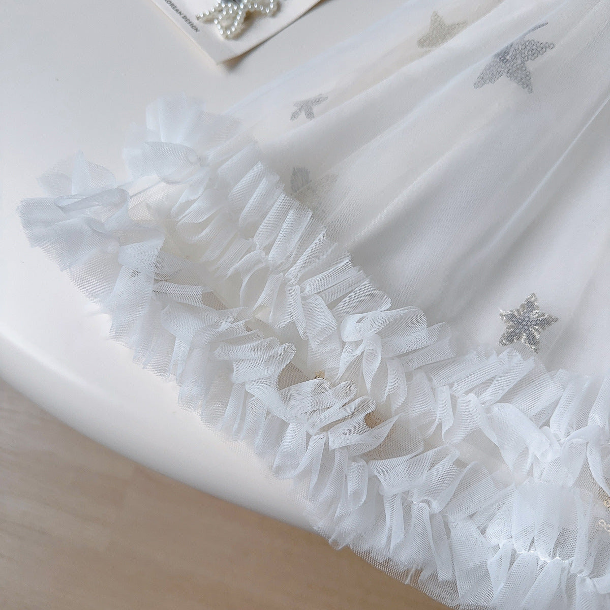 White Silver Star Tulle Ruffle Party Frock – TYM-YWL-040