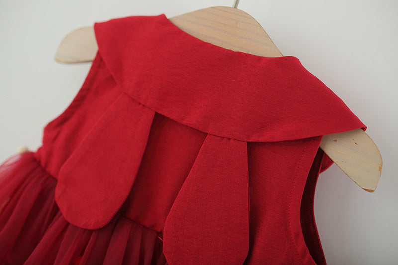 Red Bunny Ear Pom-Pom Tulle Frock – TYM-TZO-001