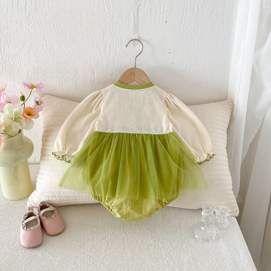 Green Flower Embroidered Tulle Romper – TYM-FCN-003