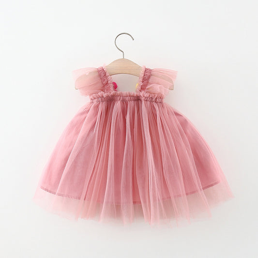 Dusty Rose Flower Patch Tulle Sundress – TYM-TZO-028