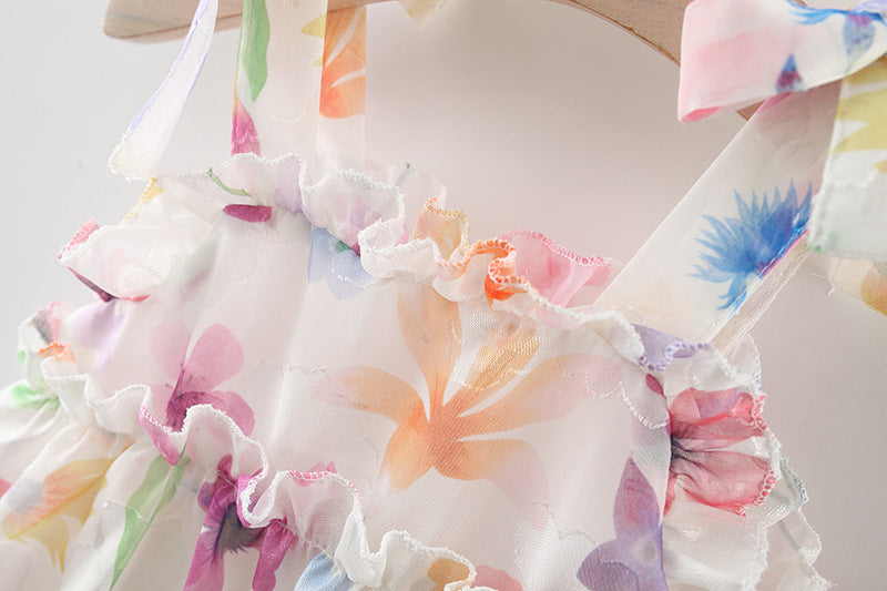 White Watercolour Floral Summer Frock – TYM-WZX-006