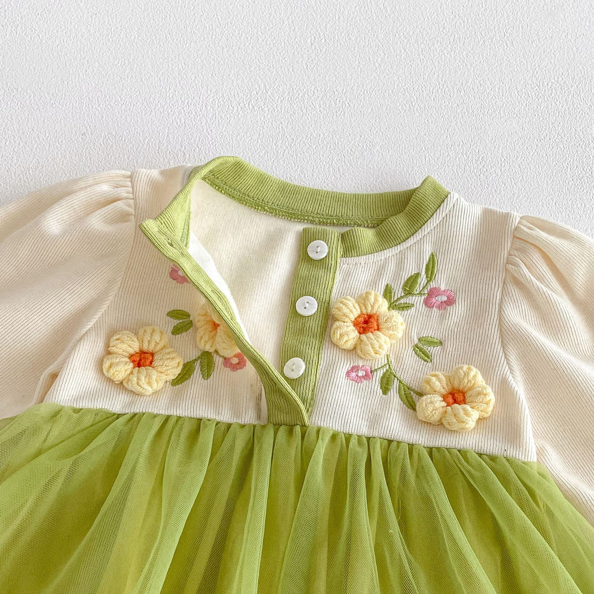 Green Flower Embroidered Tulle Romper – TYM-FCN-003