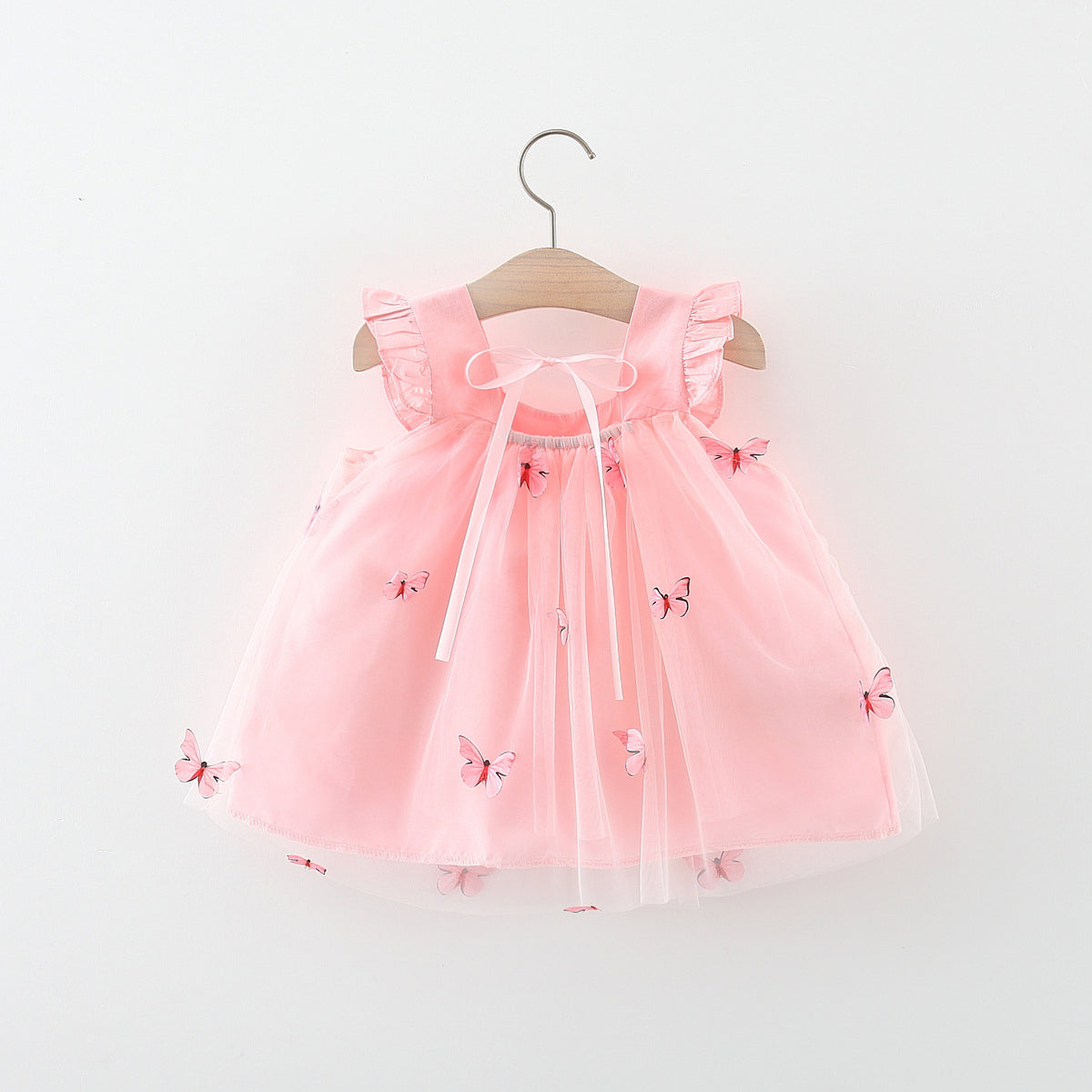 Pink Butterfly Net Flutter Frock – TYM-WZX-023