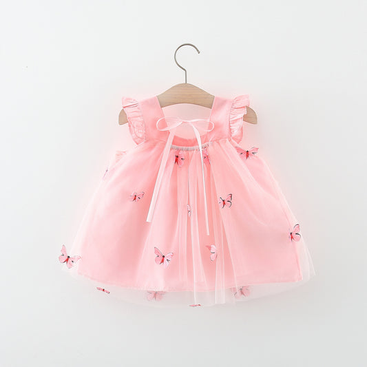 Pink Butterfly Net Flutter Frock – TYM-WZX-023
