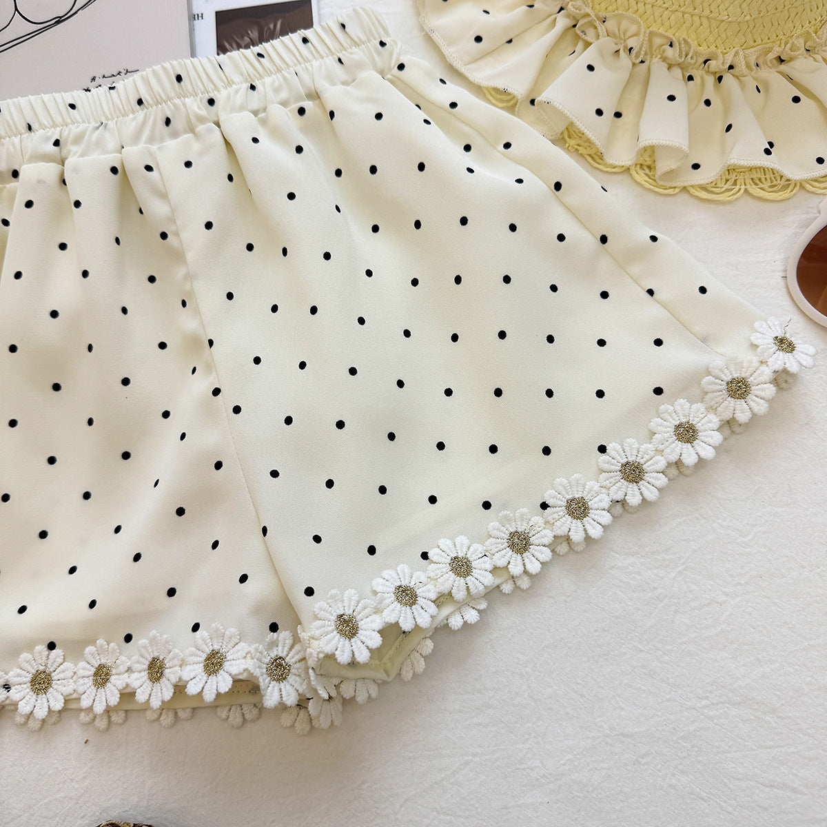 Cream Polka Dot Asymmetric Collar Top – TYM-YWL-049