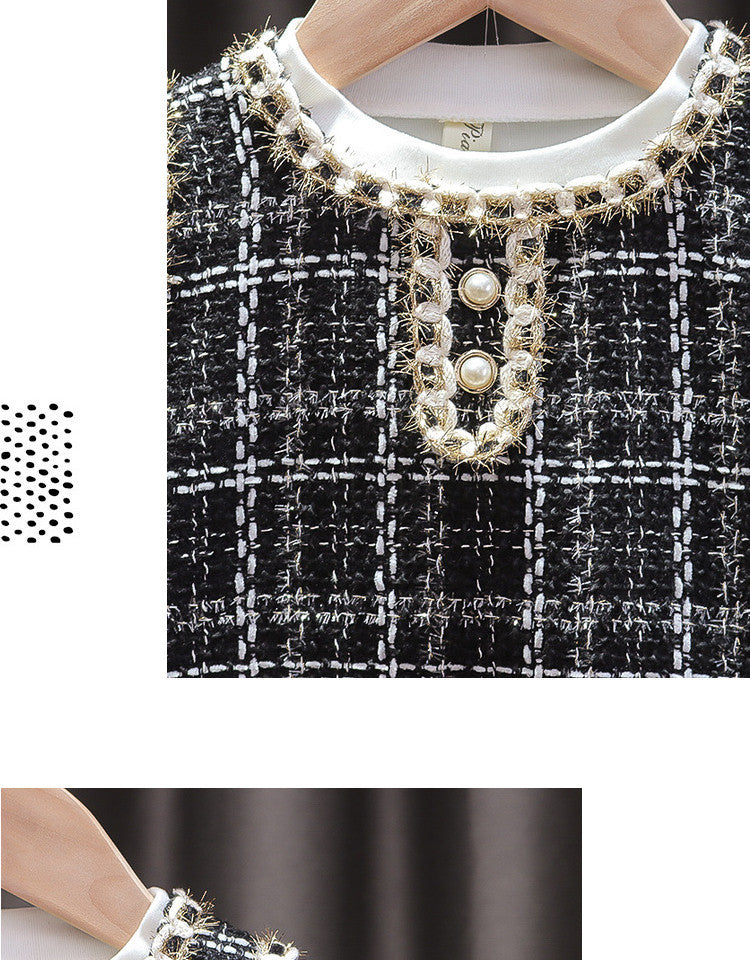 Black Tweed Pearl Trim Pinafore Frock – TYM-CXM-074